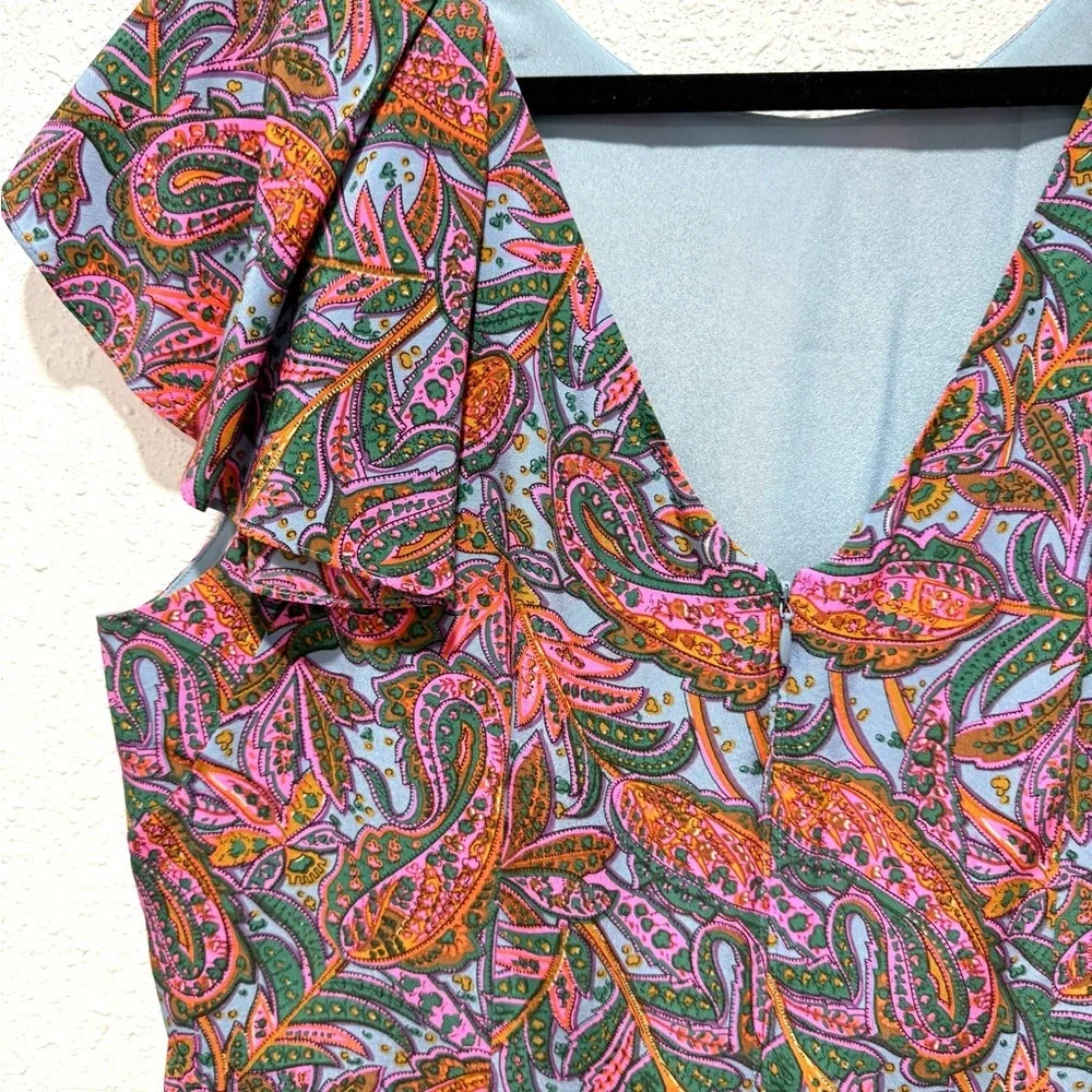 J. Crew Silk ruffle‎ Paisley Multicolor Mini Dress 16